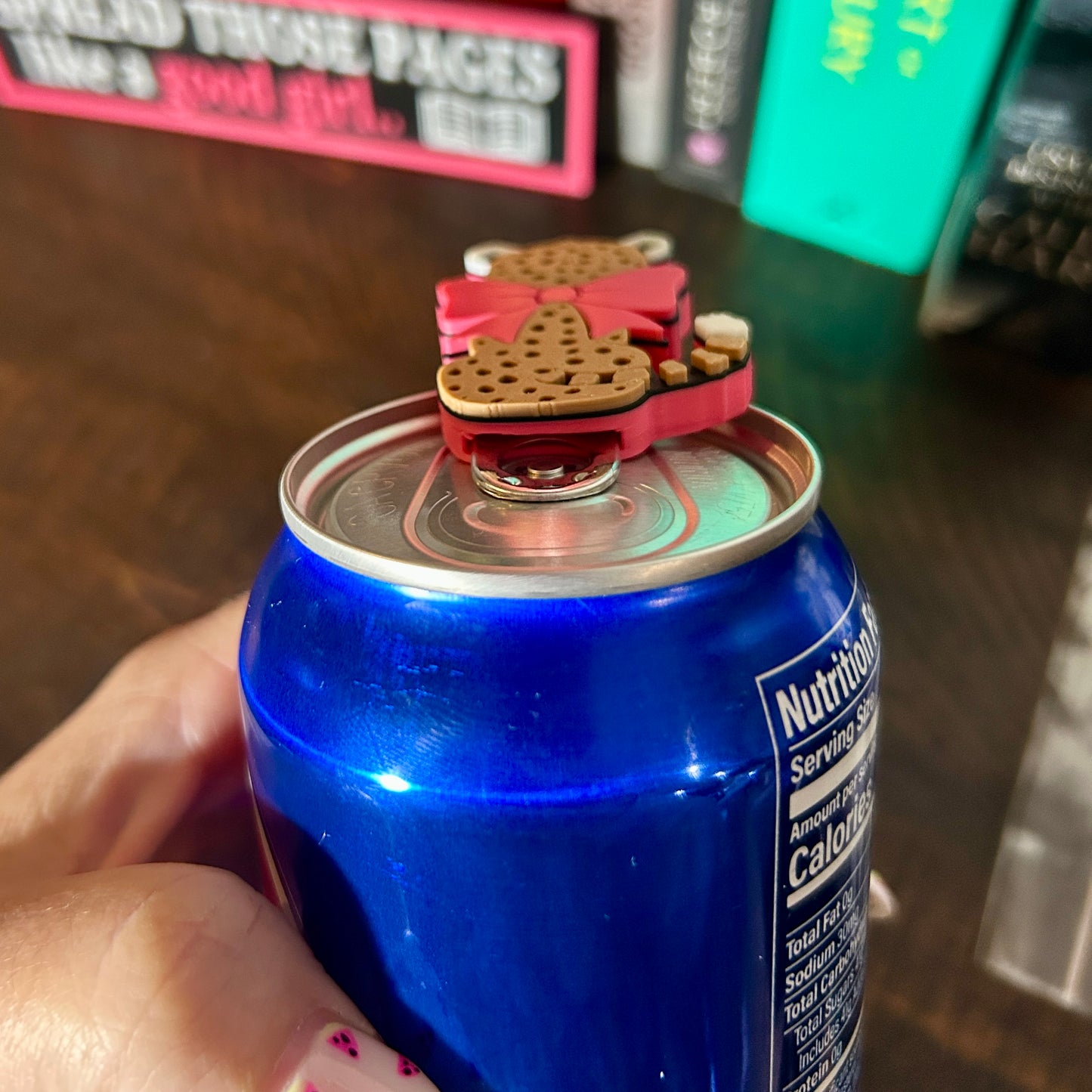 Nail Saver Pop Tab Keychain - Cheetah w/ Pink Bow