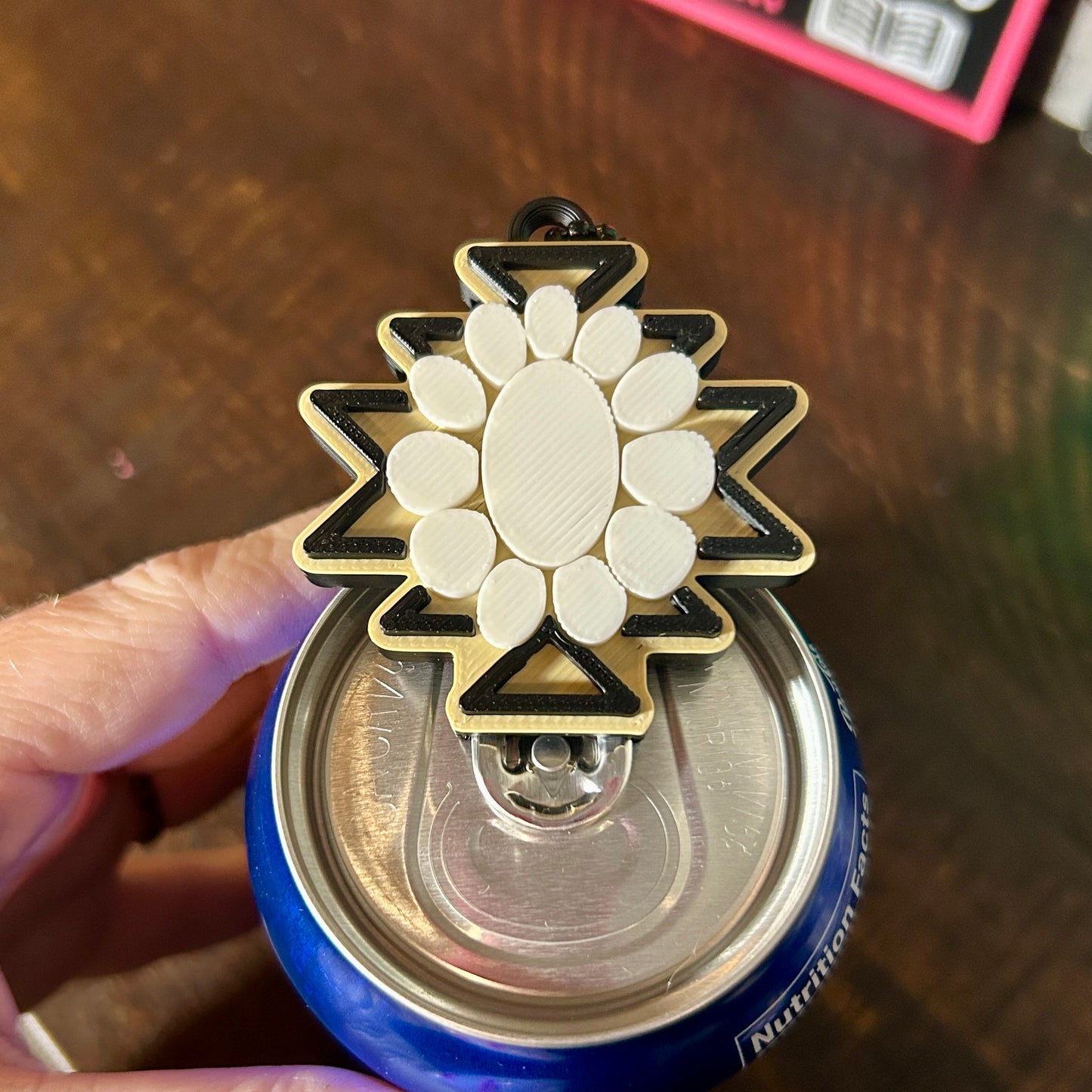 Nail Saver Pop Tab Keychain - Aztec Concho white middle