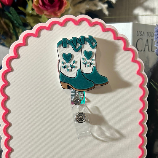 Interchangeable Badge Reel Cover - Cowgirl Boots