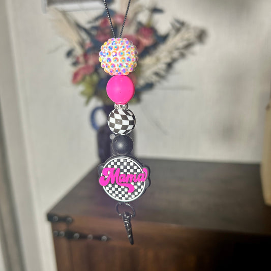 Pink Checkered Mama Freshie Hanger