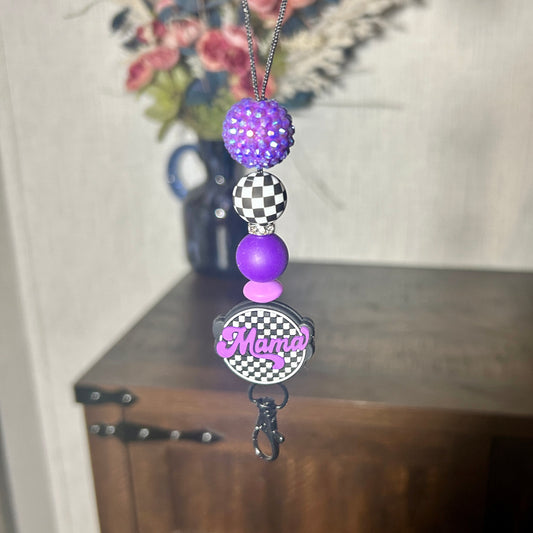 Purple Checkered Mama Freshie Hanger