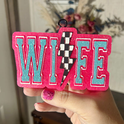 Wife - Checkered Lightning Bolt Design