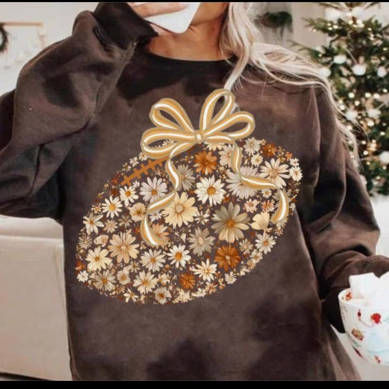 Floral Fall Football Crewneck  - Pre-order