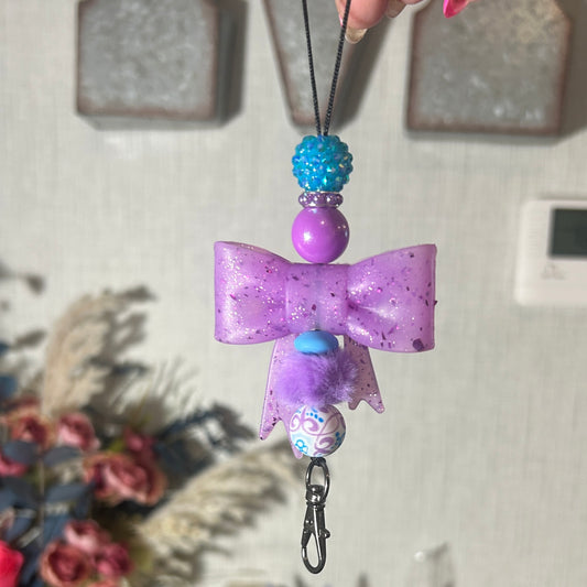 Glitter Purple Bow Freshie Hanger