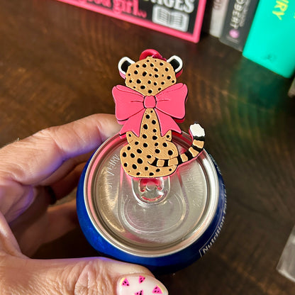 Nail Saver Pop Tab Keychain - Cheetah w/ Pink Bow