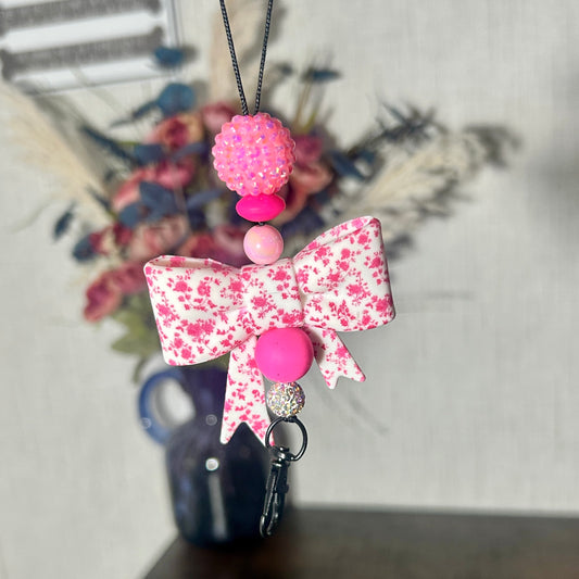 Pink Floral Bow Freshie Hanger