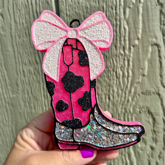 Cow Print Cowboy Boots Freshie - Fragrance: Love Spell