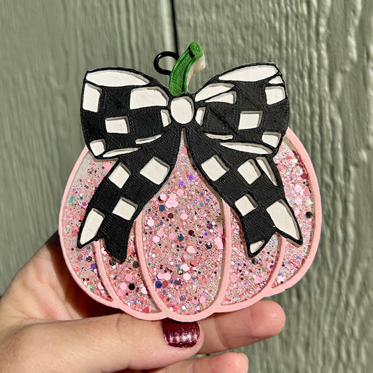 Checkered Pumpkin Freshie - Fragrance: Iced Vanilla Woods
