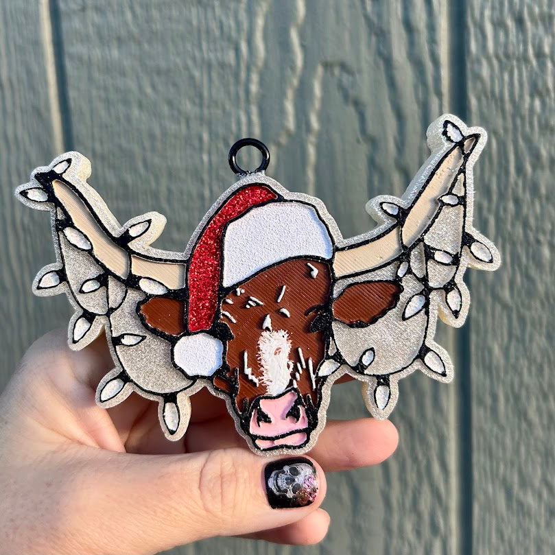 Tangled Christmas Lights Cow Freshie - Fragrance: Cranberry Apple Marmalade