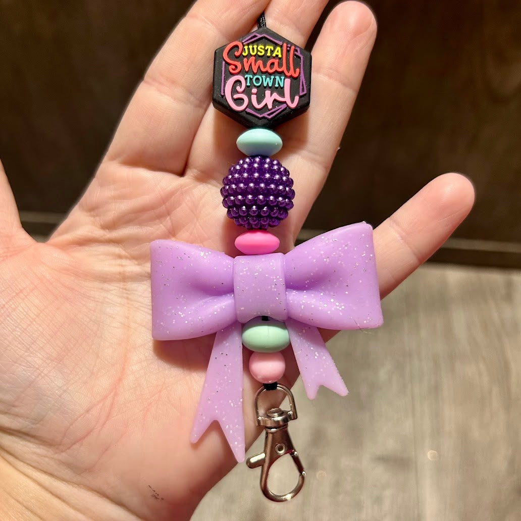 Bow Car Freshie Hanger | Small Town Girl Purple