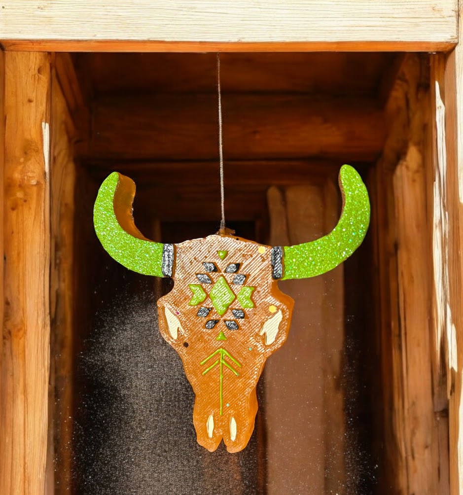 Aztec Bull Skull Freshie Design