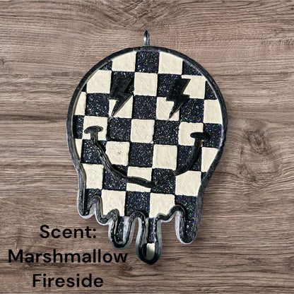 Drippy Checkered Smiley Face Freshie Design