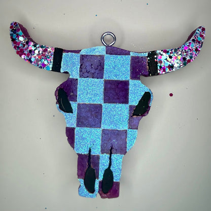 Checkered Bull Skull Freshie Design