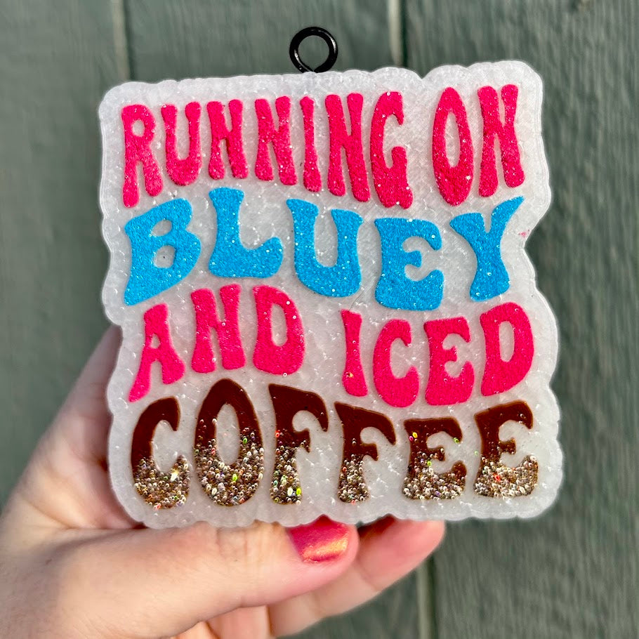 Running on Bluey and Iced Coffee Freshie Design