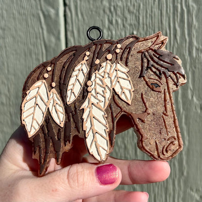Feathers in the Mane Horse Freshie Design