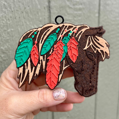 Feathers in the Mane Horse Freshie Design