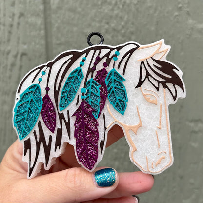 Feathers in the Mane Horse Freshie Design