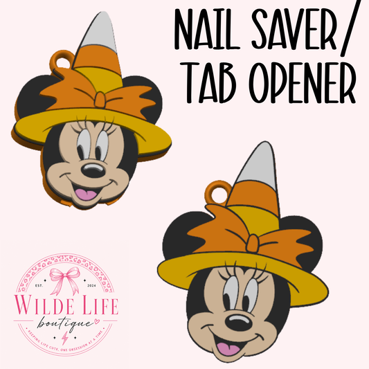 Nail Saver Pop Tab Keychain - Candy Corn Minnie