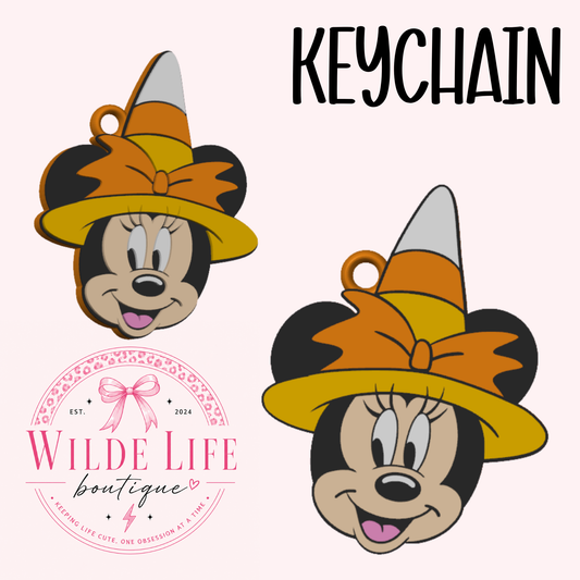 Candy Corn Minnie Keychain