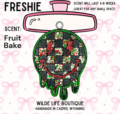 Drippy Checkered Smiley Face Freshie Design