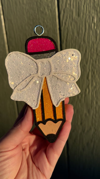 Pencil with a Bow Freshie Design